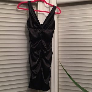 Windsor Black Ruched V-neck Dress